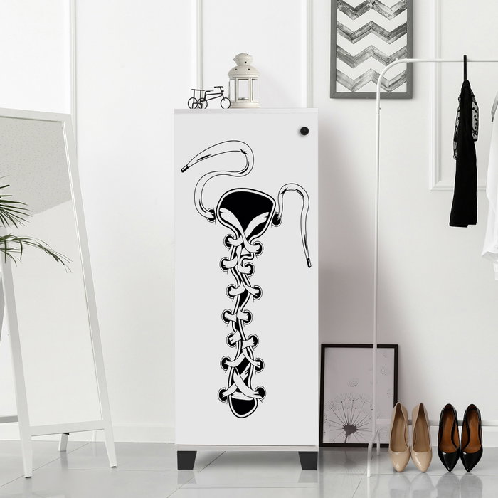 Hanah Home Zapatero Blanco 50x127x38cm con Diseño Inspirado en Cubismo y Surrealismo